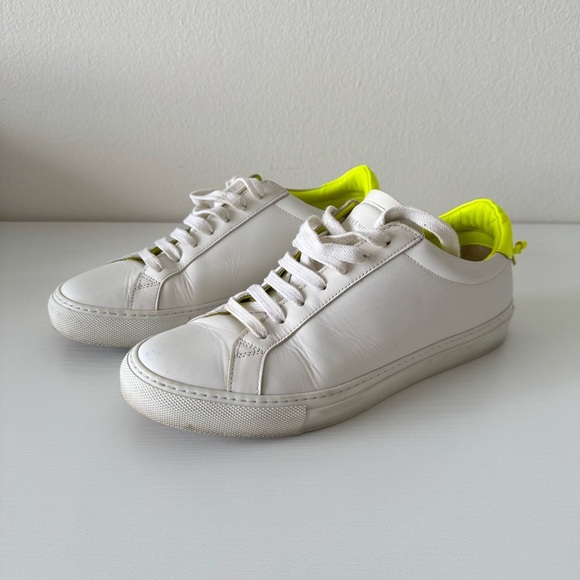 Givenchy Shoes - Givenchy White and Neon Green Sneakers, Size 39,5, Authentic